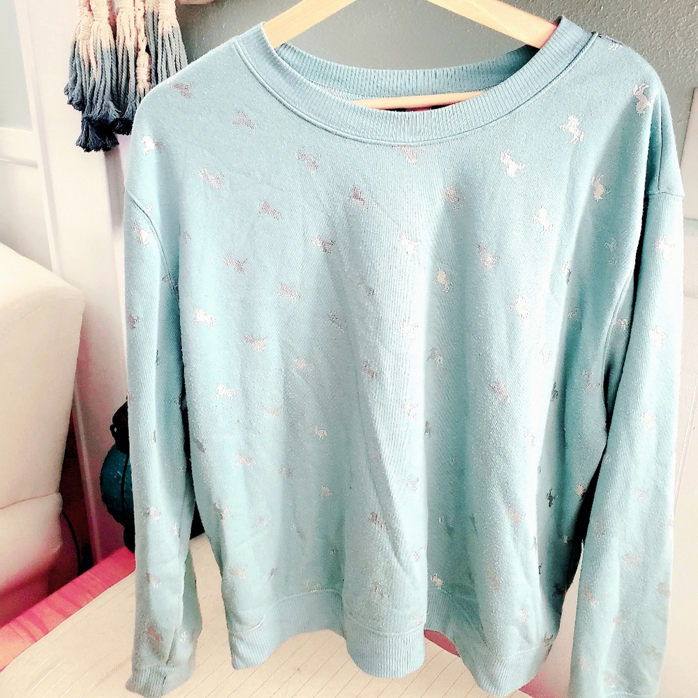 Mint green and silver unicorn Sweatshirt